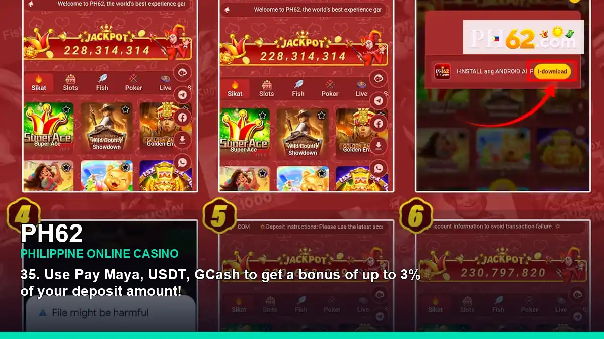 PH62 online casino and slot games for Philippine players
